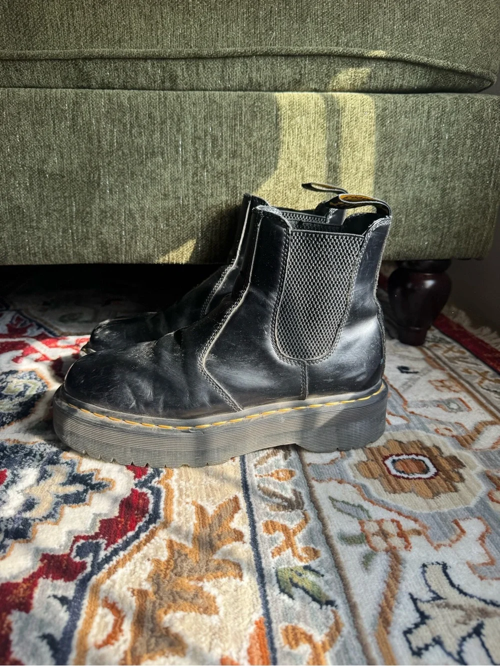 Dr Martens 2976 Quad Black Leather Platform Chelsea Boots M9 W10 EU42